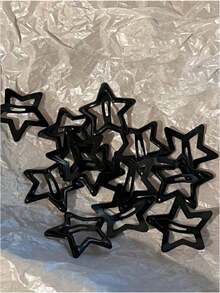 5pcs Black Metal Star Hair Clips, Mini Y2K Style Sweet Girl Hair Accessories - Black - View 3