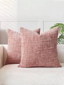 1/2pcs Blush Pink (Pillow Insert Not Included) Vintage Chenille Striped Throw Pillow Cover, 100% Polyester Woven Zippered Pillowcase, Machine Washable, Geometric Pattern Decorative Cushion Cover For Sofa, Bed, Dining Room, Home Office - Blush Pink - View 8