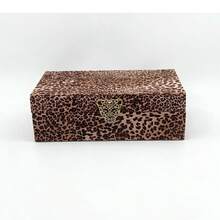 Leopard Print Flip Top Storage Box, Gold Decorative Buckle, Modern Home Jewelry Storage Box, Luxury Gift Jewelry Box, Lined Storage Box, Suitable For Jewelry, Accessories And Small Items - Brown - View 9