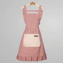 Floral Anti-Stain Apron, Breathable For Home Kitchen Cooking, Women's Striped Design With Pockets, Fresh And Clean Workwear, Suitable For Kitchen And Home Country Style, Can Be Used For Wiping Hands And Tying Around Waist - Multicolor - View 12