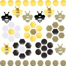 20/120pcs Bee Theme Confetti, Bee Party Decorations, Baby Shower Decorations, Gold & Black Bee Confetti Accents, Bee Theme Baby Shower Table Decor, Birthday Party Decorations - Multicolor - View 4
