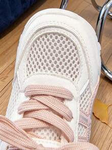 Girls Kids Sneakers Hook-And-Loop Strap Lace-Up Slip-On Low Top Structure - Pink - View 6