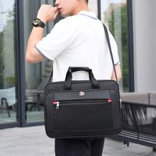 1pc Men's Business Travel Bag, Vintage Crossbody Handbag Design, Large Capacity Shoulder Bag, Zipper Closure Adjustable, Commute Shopping Daily Multi-Functional - Black - View 6