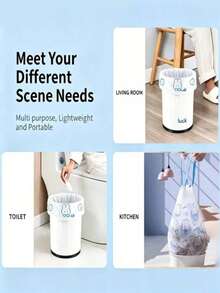 Satu Gulungan (50 buah) Kantong Sampah Serut, Dicetak dengan Motif Kelinci Kartun Lucu, Pegangan Tebal Bermotif, Kantong Sampah Sekali Pakai Serbaguna, Cocok untuk Kamar Tidur Keluarga, Dapur, Kamar Mandi, Kantor, dan Dekorasi Natal. - Beraneka warna - View 7