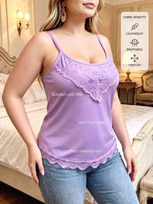 3pcs Plus Size Women Loose Lace Trim Adjustable Strap Sleeveless Camisole Tank Tops, Summer Innerwear & Outerwear - Multicolor - View 3