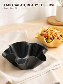 Taco Salad Bowl Maker Molds, 1/4/6/8 Packs Non Stick Carbon Steel Baking Bowls Tortilla Bowl Maker Shell Pans Taco Shell Maker, - Black - View 8