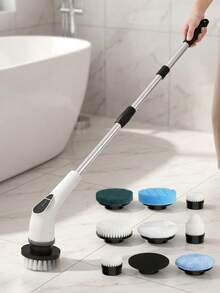 Electric Rotating Brush, Wireless Cleaning Brush, Household Use, 9 Interchangeable Brush Heads, 3 Adjustable Sizes, Suitable For Bathroom, Shower, Bathtub, Glass, Car - Multi-color - View 2