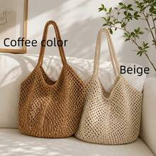 Women's Large-Capacity Woven Tote Bag - Lightweight And Breathable Shoulder Bag, Suitable For Beach, Travel, Shopping, Daily Use, Open Casual Tote Bag, Easy To Carry, Suitable For Commuting - View 13