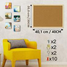 Small Cork Notice Board (30 * 40 Cm) With Wooden Frame, Including Mounting Set And Push Pins – A Practical Wall Notice Board For Home And Office - 1 Set - View 2