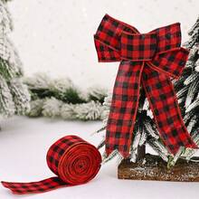 1pc Wired Plaid Ribbon 5CM Wide Christmas Decorative Ribbon Japanese Style Satin Ribbon Christmas Decoration DIY Handmade Wreath Decorative Ribbon - A - View 6