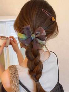 1pc Gradient Bow Banana Hair Clip Women Elegant Fashion Ponytail Claw Clip Daily Use Twisted Updo Hair Accessory - Multicolor - View 3