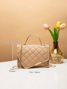 1 buah Tas Selempang Mini Fashion Wanita dengan Penutup Rantai, Dompet Kecil, Cocok untuk Pelajar, Hadiah, Belanja - Khaki - View 4