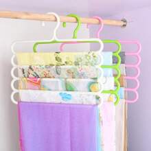 10pcs Closet Storage Hanging Rack, Plastic 5-Tier Scarf Hanger, Optional Upgraded Thickened Version, More Stable And Durable, Closet Pants Rack, Scarf And Tie Storage Hanger - White - View 5