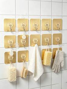 Stylish Wall Hooks, Easy To Stick On, No Drilling Required. They Are Securely Installed And Suitable For Use In Kitchens And Bathrooms, Offering Multiple Uses Such As Serving As Practical Hangers And Multi-Functional Hooks. - Gold - View 8