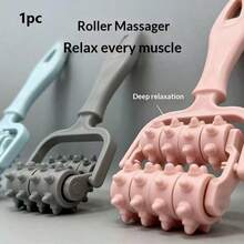 1pc Portable Multi-Function Yoga Exercise Roller, Handheld Massage Roller For Shoulder, Neck, Hand, 8-Wheel Leg And Waist Massager, Home Hand Roller Massager - Multicolor - View 1