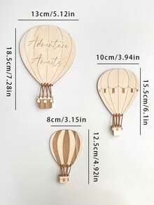 3PCS Nordic Style Wooden Hot Air Balloon Wall Decals For Kids Room Home Wall Decor Photography Props - Multicolor - View 6