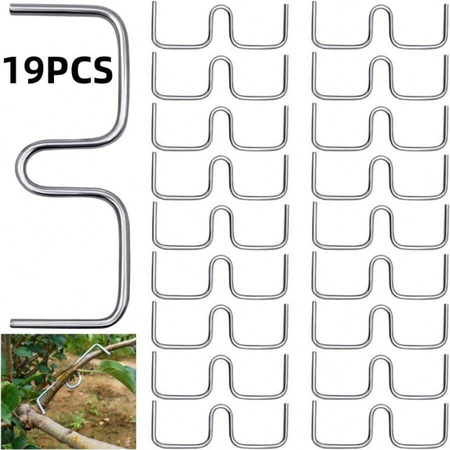 19PCS Metal Tree Branch Bending Clips, 5.11in Gardening Plant Branch Training Extension Clips, Reusable Orchard Branch Shaping Angle Opening Tool, Suitable For Fruit Trees, Bonsai And Garden Pruning - A - View 1
