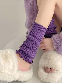 1 Pair Women's Candy Color Leg Warmers, Comfortable Casual Leg Warmers For Autumn/Winter, Cozy - Multicolor - View 9