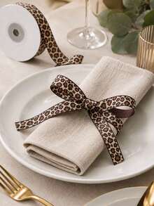 1/3 Roll Leopard Print Ribbon; Elegant Leopard Print Decorative Ribbon Bows, Suitable For Winter Holiday Parties, Gift Boxes, Weddings, Flowers, DIY Bows And More - Brown Leopard Print - View 5