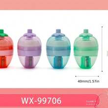 1pc Manual Strawberry Shaped Pencil Sharpener, Fruit Design, Random Color Style, Pencil Sharpener + Eraser 2-In-1 Design, Suitable For Thick And Thin Pencils, Thoughtful Small Gift, Very Special Holiday Gift | Exquisite Stationery - Multiple Colors and Random Styles - View 2