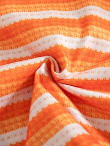 Girls' Casual Fashion Pineapple Plaid Striped 3D Floral Round Neck Long Sleeve Top And Floral Embroidered Straight Leg Pants 2-Piece Set, Spring/Autumn - Orange - View 10