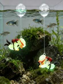 2pcs Glowing Diver Aquarium Decor, Floating Mini Diver Fish Tank Decoration, Cute Underwater Landscape Resin Ornament, Ideal Holiday Gift For Christmas, Halloween, Home Party And Home Aquarium Decoration - A - View 3
