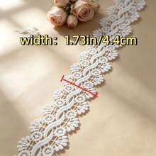 Retro Embroidered Lace Ribbon Tassel Lace Trim, 1.73 Inches Wide. Lace Decorative Technique. Suitable For DIY Embroidered Bed Skirts, Wedding Party Decorations, Jumpsuits, And Craft Decorations | Embossed Design | Decorative Item - Multicolor - View 3