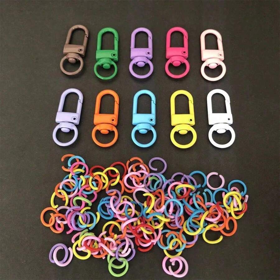 110/220/550/1100pcs Keychain Making Accessories, Handbag Charms, Handbag Decorations, Handbag Accessories, Keychain Clips, Keychain Pendants, Keychain Carabiner Clips, Bag Charms, Keychain Accessory Set, Includes Keychain Rings And Connectors, DIY Keychain Decoration, Car Decor