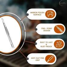 6/2pcs Premium Stainless Steel Kitchen Tongs - Durable, Ergonomic Design, Straight And Curved Professional 304 Stainless Steel Tweezers, Sturdy And Long-Lasting, Suitable For Home And Office Use - Silver 6-piece Set - View 5