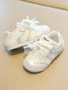 1 Pair Beige Kids' Sports Shoes, Soft Non-Slip Sole, Fashionable , Versatile For All-Season Outdoor Wear - Beige - View 3