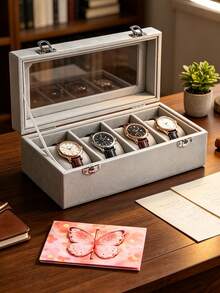 8-Slot/4-Slot Watch Box, Velvet Watch Box With Glass Lid, Unisex Watch Storage Box, Lockable Watch Storage Box, Watch Display Box, Ideal Gift, Gift For Her - one-size - View 19