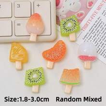 6/12/18pcs Cute Strawberry Watermelon Ice Cream Fruit Theme DIY Resin Pendant Accessories, Suitable For DIY Crafts, Hair Clips, Scrapbooking Jewelry Making Materials Decoration - Random Mix - Fruit Ice Cream Theme - View 3