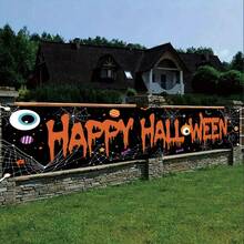 Halloween Outdoor Orange & Black Banner, Perfect For Yard Signs And Decorations, Celebrate The Spooky Season - A - View 4
