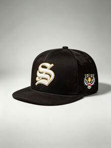 1pc Letter S Tiger Head Embroidered Flat Brim Snapback Hat, Adjustable Unisex Hip Hop Street Style Fashion Baseball Cap, Suitable For Daily Outdoor Wear - Multicolor - View 7