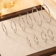 5 Pasang/Set Anting-Anting Unisex Stainless Steel, Set Perhiasan Tindik Telinga, Warna Baja & Warna Emas (2.0*10/15/20/25/30MM) - Anting-anting dengan diameter kawat 2,0 mm - View 4