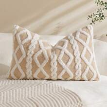 1pc Solid Tan Color Decorative Faux Fur Throw Pillow Cover (Insert Not Included), Soft Fluffy Sheep Wool Square Pattern Cushion Cover, Modern Decor For Sofa, Home, Bedroom, Dorm - camel white - View 9