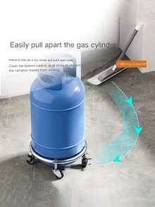 1pc Gas Cylinder Base Liquid Gas Tank Universal Wheel Rack Gas Cylinder Mobile Tray Support Bracket Kitchen Storage Rack - Multicolor - View 4