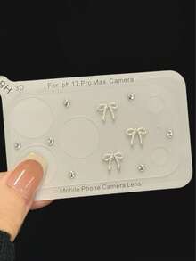 Ins 3D Bowknot Transparent Lens Protector Film For IPhone 17 Pro Max, New Circle Design For IPhone 18 Pro Rear Camera, Rhinestone Niche Premium Anti-Scratch Soft Film - Transparent - View 1