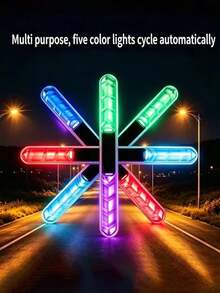 2 buah Lampu LED Pelindung Tepi Pintu Mobil Bertenaga Surya, Strip Lampu LED Warna-warni, Anti-Benturan, Lampu Dekorasi Mobil dan Motor, 55mAh - dipimpin - View 7