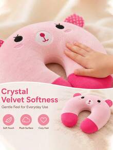 U-Shaped Pillow, Cute Cartoon Animal Pattern, Memory Foam Neck Support, Soft And Comfortable Travel Pillow Accessory, Suitable For Home, Airplane Or Car Use - A - View 4
