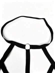 1pc Women's Gothic Style Strappy Bondage Jumpsuit, Hollow Out Halter Neck Sexy Nightclub Party Shapewear Innerwear - Black - View 4
