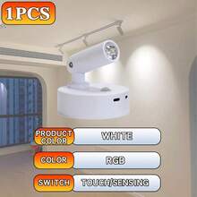 1pc Adjustable 360° Rotating Touch LED Rechargeable Multi-Color Wall Light, Magnetic Spotlight, Painting Light, Night Light, Bedside Reading Light, Eye-Protection Bedroom Night Light, Adjustable Brightness, Wireless No-Hole, Rechargeable Battery - Multicolor - View 13