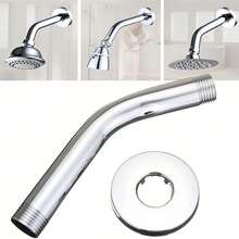 Stainless Steel Round Shower Arm For Wall-Mounted Installation, Shower Rod Pipe Holder, Bathroom Shower Head Support Elbow, American-Style Shower Bracket With Plated Handheld Shower Holder And Fixed Shower Head Mount - Bent Pipe Bracket - View 9
