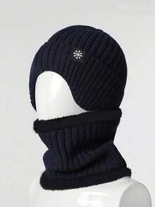 2pcs/Set Men's Thick Fleece Earflap Knit Hat Set, Best Warm Accessory Gift For Father - Multicolor - View 3