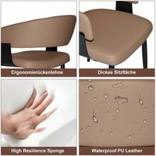 Modern Dining Chairs, Upholstered In Faux Leather - Ergonomic Kitchen Chairs With Curved Backrest And Metal Legs For Dining Room And Kitchen (Brown, Set Of 2) - Brown - View 9