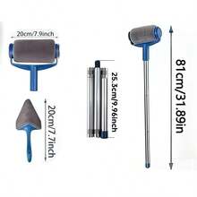 7pcs Paint Roller Brush Set - Roller Brush + 3 Extension Poles + Triangle Gap Brush, High Density Brush Head, Even Application, Suitable For Latex And Wall Paint, Portable Paint Roller Tool, Essential Decoration Accessory, Easy-To-Use Design, DIY Enthusiasts, Beginner Painters - Luxury 7-piece Set - View 2