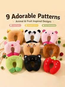 U-Shaped Pillow, Cute Cartoon Animal Pattern, Memory Foam Neck Support, Soft And Comfortable Travel Pillow Accessory, Suitable For Home, Airplane Or Car Use - A - View 3