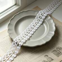 Retro Embroidered Lace Ribbon Tassel Lace Trim, 0.87 Inches Wide. Lace Decoration Technique. Suitable For DIY Embroidered Bed Skirts, Wedding Party Decorations, Jumpsuits, And Craft Decorations. | Embossed Design | Decorative Item - Multicolor - View 9