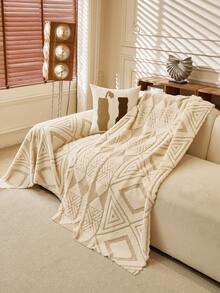 1pc Autumn/Winter Thickened Plush Warm Anti-Slip Sofa Cover, Suitable For Home Living Room And Other Room Decoration, Modern Minimalist Anti-Slip Sofa Throw, Machine Washable And Hand Washable, Fresh Fashion Soft Non-Fading Non-Shedding Bedroom Decor, Pet-Friendly Protective Cover - Beige - View 7