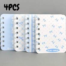 4Pcs Spiral Notebook, Portable Notepad, A7 Size, Bow Notebook, Pocket Notebook, Notebook, Office Record, Memo, Suitable For Study Record, Office, Memo, Back To School Season Essential, Suitable For Back To School / Back To School Season, Birthday Gift, Teacher's Day Gift, Thanksgiving Gift, Christmas Gift, New Year Multi-Holiday Gift - Multicolor - View 10